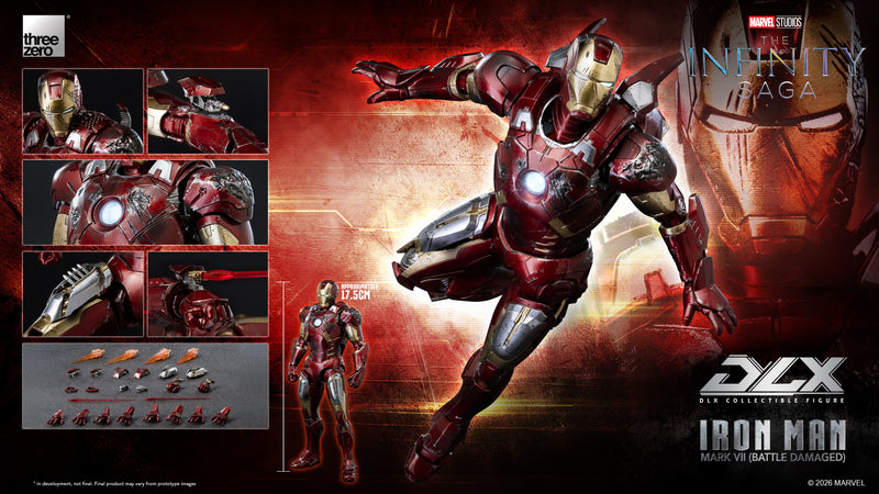 Load image into Gallery viewer, Threezero - 1/12 The Infinity Saga: DLX Iron Man Mark 7 (Battle Damaged)
