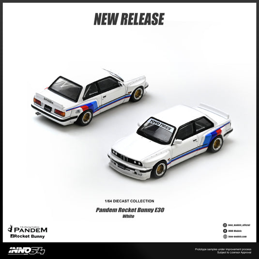 INNO64 - Pandem Rocket Bunny E30 (White) 1/64 Scale Diecast Model Cars (IN64-E30P-WHI)