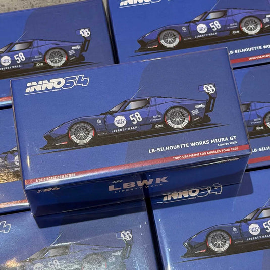 INNO64 - LB-Silhouette Works Lamborghini Miura GT (Blue) (USA Miami Los Angeles Tour 2026) 1/64 Scale Diecast Model Cars (IN64-LBMIURA-03-USAT26)