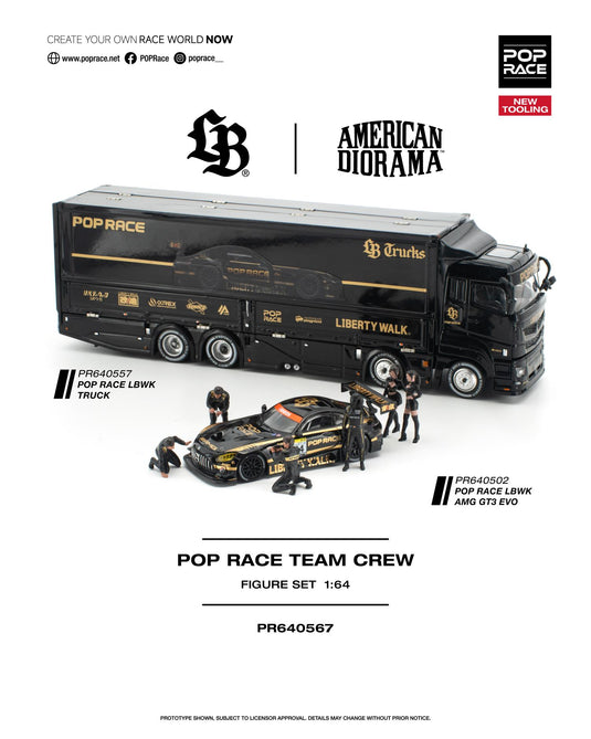 Pop Race - Pop Race Team Crew (6 Figures) 1/64 Scale Diecast Model Car (PR640567)