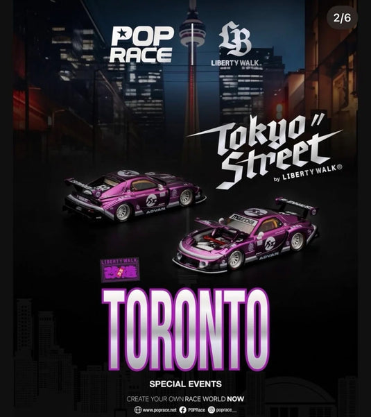 Pop Race - LB Super Silhouette Mazda RX7 (FD3S) (Purple Chrome) (Canadian Diecast Expo 2026) 1/64 Scale Diecast Model Car (PR640570)