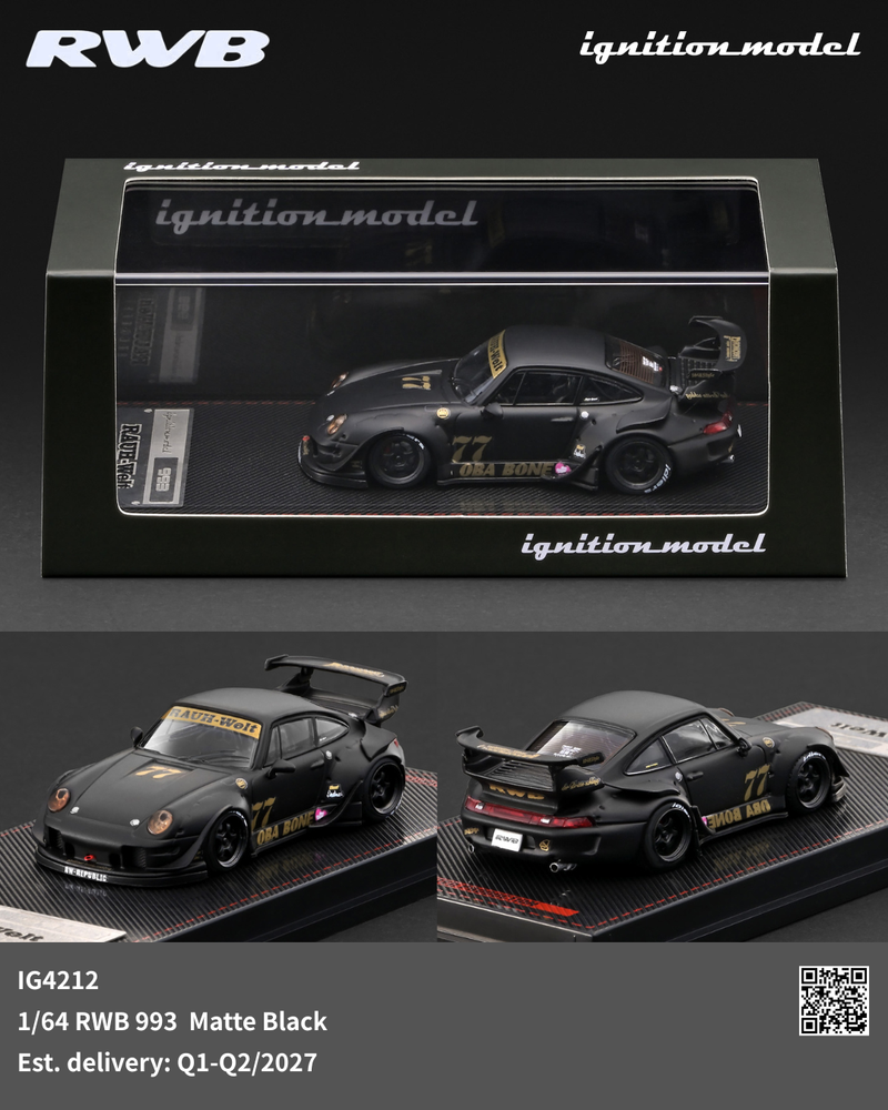 Load image into Gallery viewer, Ignition Model - RWB 993 (Matte Black) 1/64 Scale Diecast Model Car (IG4212)
