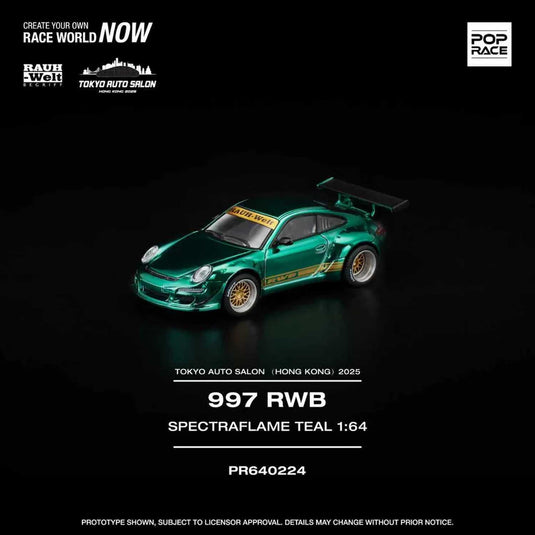 Pop Race - 997 RWB Spectraflame (Teal) (TASHK 2025) 1/64 Scale Diecast Model Car (PR640224)