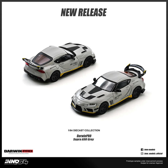 INNO64 - DarwinPRO Toyota Supra A90 (Matte Grey) 1/64 Scale Diecast Model Cars (IN64-A90DP-MGRAY)