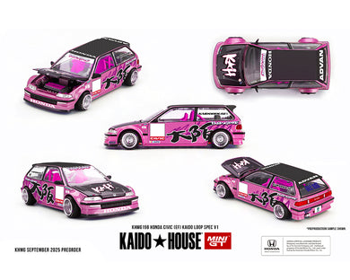 Kaido House - Kaido House x Mini GT - Honda Civic (EF) Kaido Loop Spec V1 (Pink) 1/64 Scale Diecast Model Car