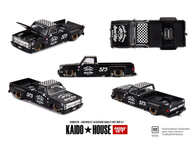 Kaido House - Kaido House x Mini GT - Chevrolet Silverado Dually Hot Rod V1 (Flat Black) 1/64 Scale Diecast Model Car