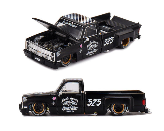 Kaido House - Kaido House x Mini GT - Chevrolet Silverado Dually Hot Rod V1 (Flat Black) 1/64 Scale Diecast Model Car