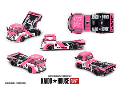 Kaido House - Kaido House x Mini GT - Volkswagen T1 KAIDO RADVAN V1 (Pink) 1/64 Scale Diecast Model Car (KHMG245)