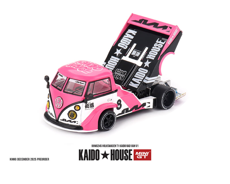 Load image into Gallery viewer, Kaido House - Kaido House x Mini GT - Volkswagen T1 KAIDO RADVAN V1 (Pink) 1/64 Scale Diecast Model Car (KHMG245)
