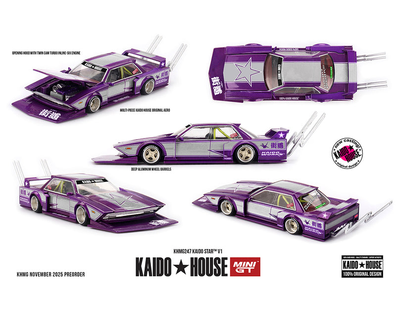 Load image into Gallery viewer, Kaido House - Kaido House x Mini GT - Kaido Star V1 (Purple Silver) 1/64 Scale Diecast Model Car
