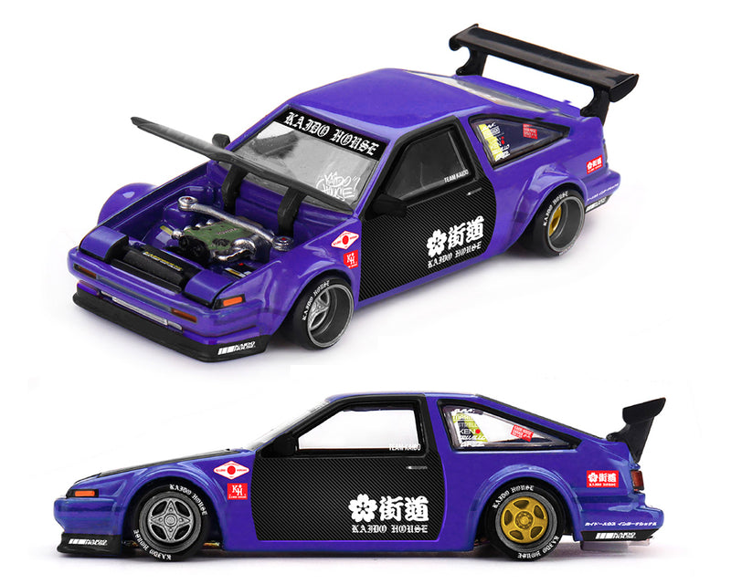 Load image into Gallery viewer, Kaido House - Kaido House x Mini GT - Toyota AE86 Sprinter Trueno TOUGE V1 (Blue) 1/64 Scale Diecast Model Car
