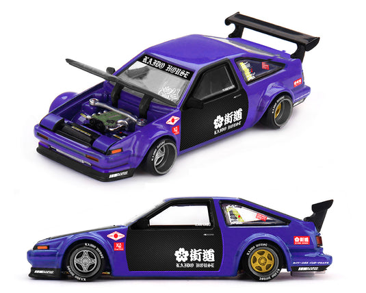 Kaido House - Kaido House x Mini GT - Toyota AE86 Sprinter Trueno TOUGE V1 (Blue) 1/64 Scale Diecast Model Car