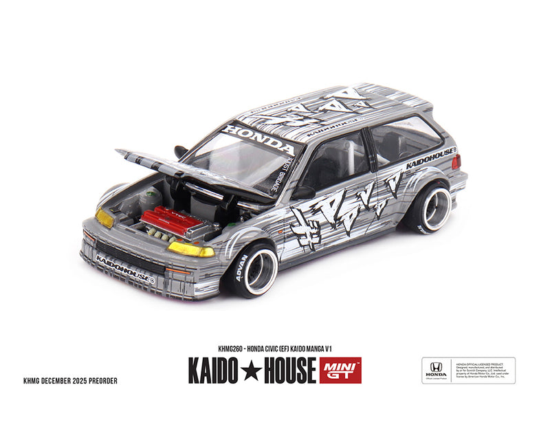 Load image into Gallery viewer, Kaido House - Kaido House x Mini GT - Honda Civic (EF) Kaindo Manga V1 (Silver) 1/64 Scale Diecast Model Car (KHMG260)
