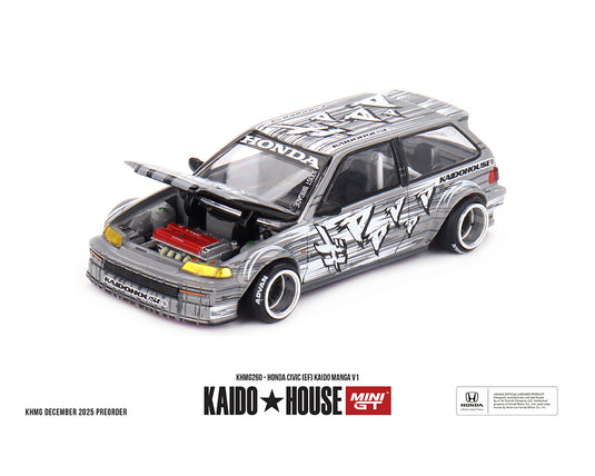 Kaido House - Kaido House x Mini GT - Honda Civic (EF) Kaindo Manga V1 (Silver) 1/64 Scale Diecast Model Car (KHMG260)