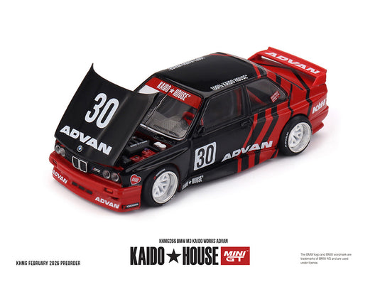 Kaido House - Kaido House x Mini GT - BMW M3 Kaido Works Advan (Black/Red) 1/64 Scale Diecast Model Car (KHMG266)
