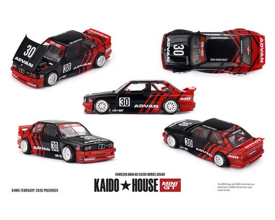 Kaido House - Kaido House x Mini GT - BMW M3 Kaido Works Advan (Black/Red) 1/64 Scale Diecast Model Car (KHMG266)