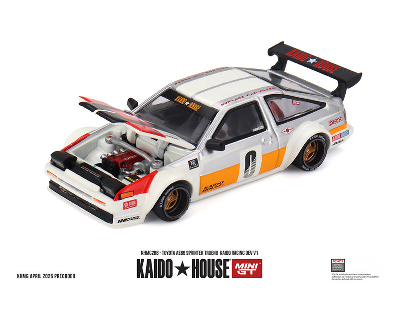 Load image into Gallery viewer, Kaido House - Kaido House x Mini GT - Toyota AE86 Sprinter Trueno Kaido Racing Dev V1 (White) 1/64 Scale Diecast Model Car (KHMG268)
