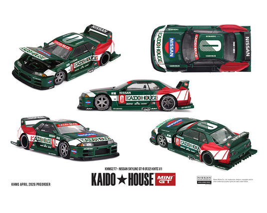 Kaido House - Kaido House x Mini GT - Nissan Skyline GT-R (R32) KHTC V1 (Green) 1/64 Scale Diecast Model Car (KHMG277)