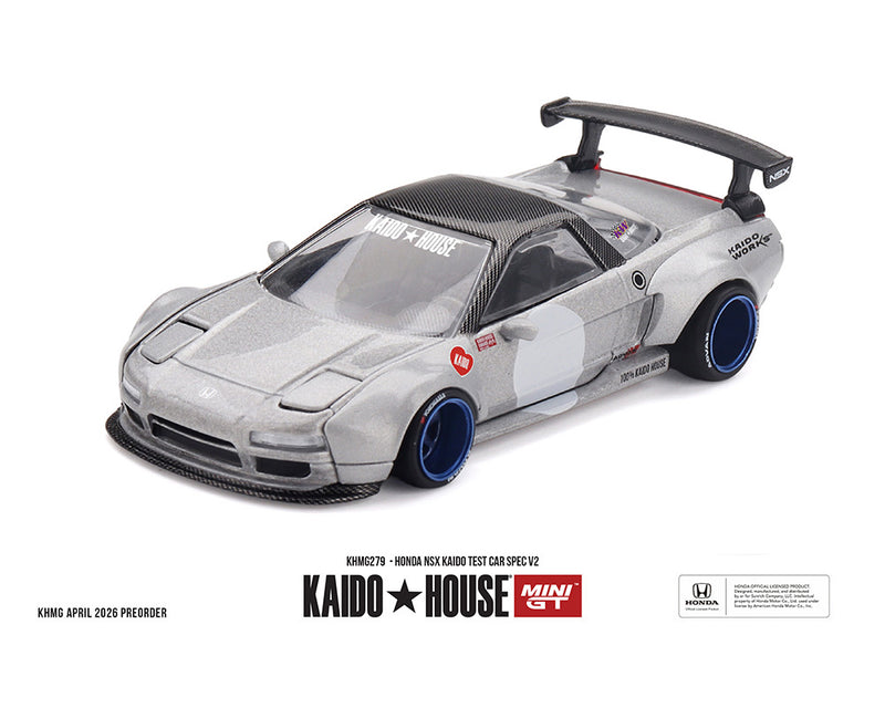 Load image into Gallery viewer, Kaido House - Kaido House x Mini GT - Honda NSX Kaido Test Car Spec V2 (Silver w/ Carbon) 1/64 Scale Diecast Model Car (KHMG279)
