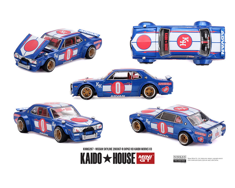 Load image into Gallery viewer, Kaido House - Kaido House x Mini GT - Nissan Skyline 2000GT-R (KPGC10) Kaido Works V3 1/64 Scale Diecast Model Car (KHMG287)
