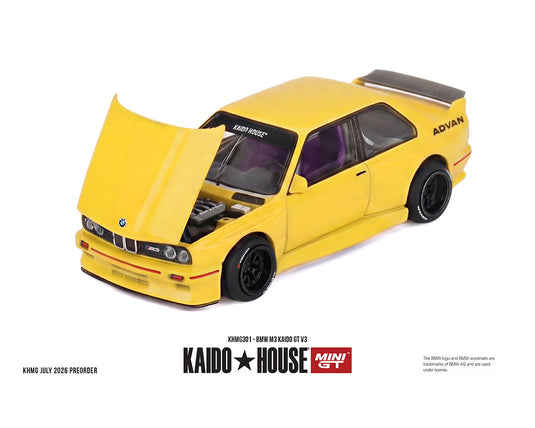 Kaido House - Kaido House x Mini GT - BMW M3 Kaido GT V3 Advan (Yellow) 1/64 Scale Diecast Model Car (KHMG301)