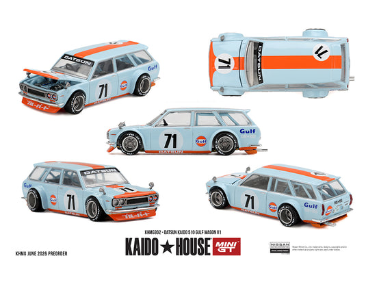 Kaido House - Kaido House x Mini GT - Datsun KAIDO 510 GULF Wagon V1 (Limited Edition) 1/64 Scale Diecast Model Car (KHMG302)
