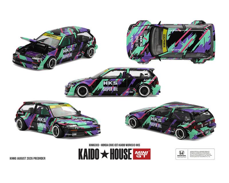 Load image into Gallery viewer, Kaido House - Kaido House x Mini GT - Honda Civic (EF) (Kaido House HKS) 1/64 Scale Diecast Model Car (KHMG303)
