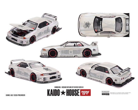 Kaido House - Kaido House x Mini GT - Nissan Skyline GT-R (R32) Seri V1 1/64 Scale Diecast Model Car (KHMG306)
