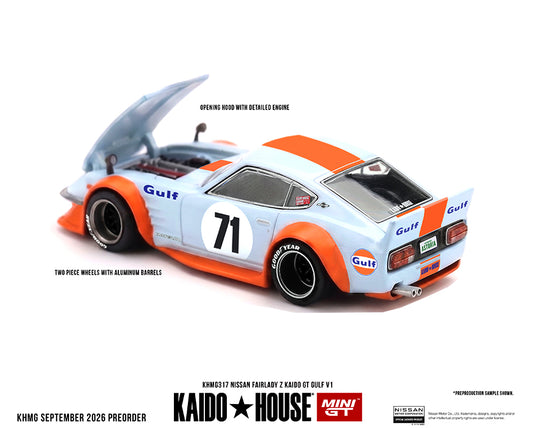 Kaido House - Kaido House x Mini GT - Nissan Fairlady Z Kaid GT Gulf V1 (Blue) 1/64 Scale Diecast Model Car (KHMG317)