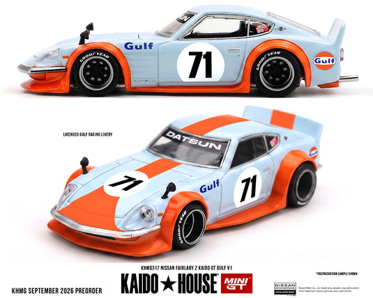 Kaido House - Kaido House x Mini GT - Nissan Fairlady Z Kaid GT Gulf V1 (Blue) 1/64 Scale Diecast Model Car (KHMG317)