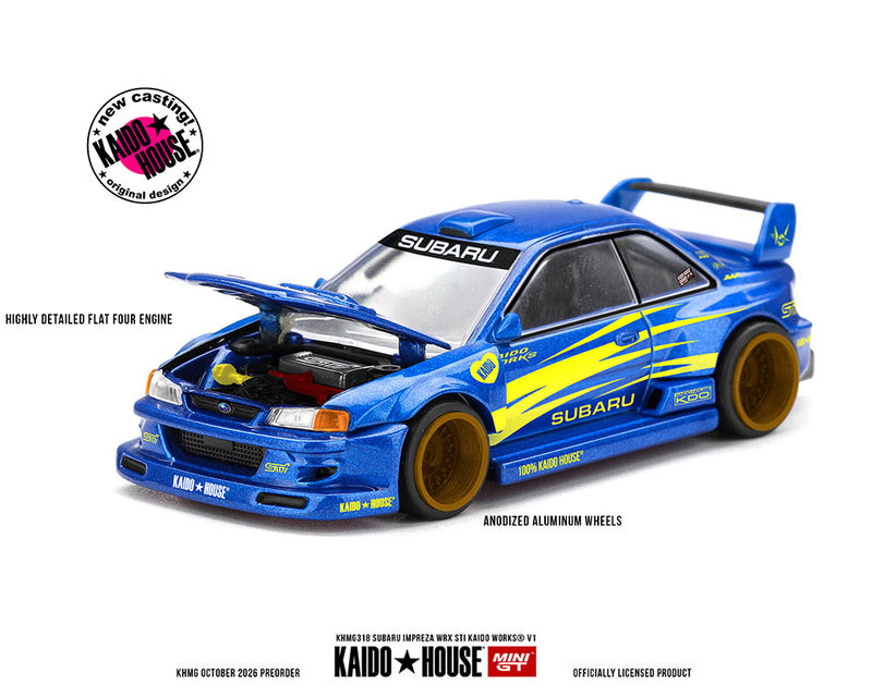 Load image into Gallery viewer, Kaido House - Kaido House x Mini GT - Subaru Impreza WRX STI Kaido Works V1 (Blue) 1/64 Scale Diecast Model Car (KHMG318)

