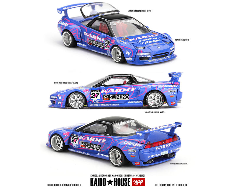 Load image into Gallery viewer, Kaido House - Kaido House x Mini GT - Honda NSX Kaido House Nostalgic Classics (Blue) 1/64 Scale Diecast Model Car (KHMG322)

