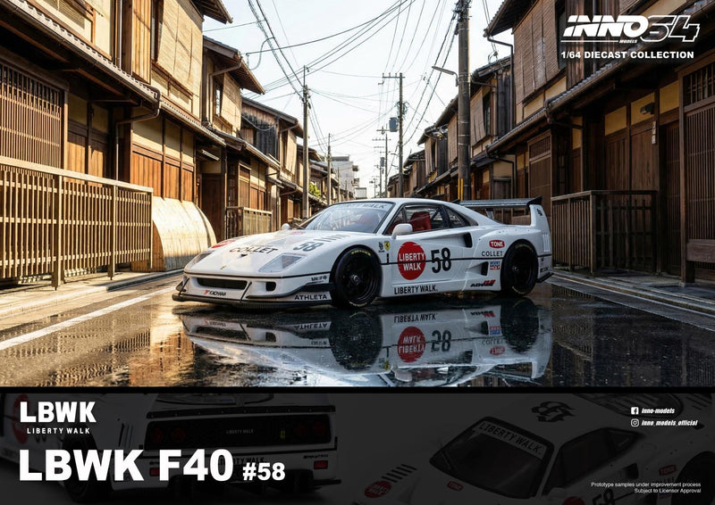Load image into Gallery viewer, INNO64 - LBWK F40 Collet (#50 White) 1/64 Scale Diecast Model Cars (IN64-LBWKF40-COLLET)
