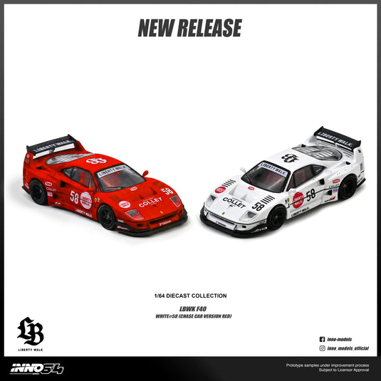 INNO64 - LBWK F40 Collet (#50 White) 1/64 Scale Diecast Model Cars (IN64-LBWKF40-COLLET)