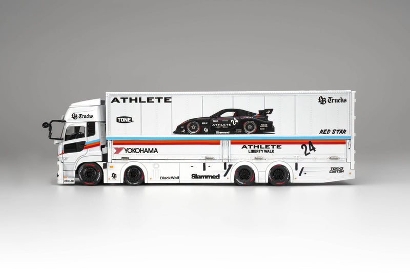 Load image into Gallery viewer, MotorHelix - LB Trucks UD Quon Cargo Truck (Athlete White) 1/64 Scale Diecast Model Car (M61252)
