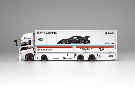 MotorHelix - LB Trucks UD Quon Cargo Truck (Athlete White) 1/64 Scale Diecast Model Car (M61252)