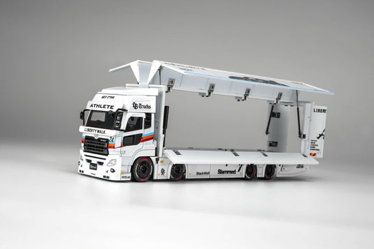MotorHelix - LB Trucks UD Quon Cargo Truck (Athlete White) 1/64 Scale Diecast Model Car (M61252)