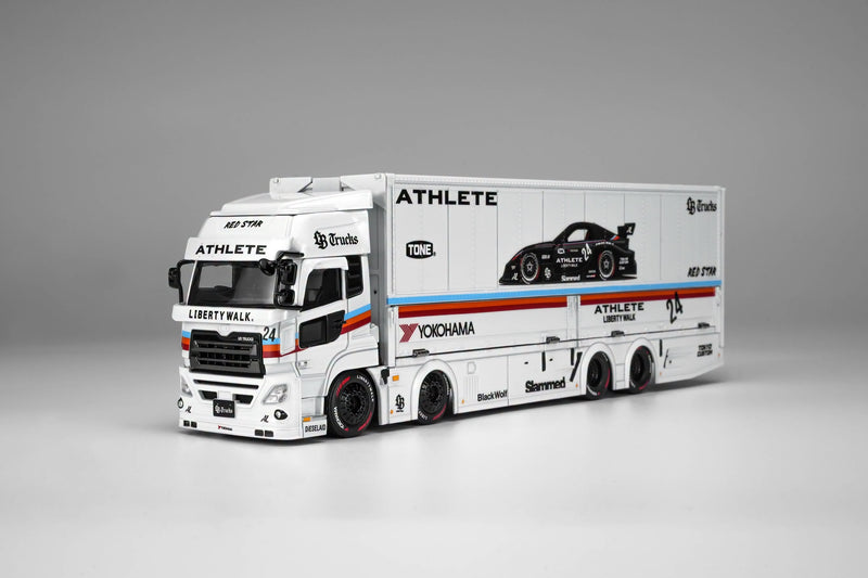 Load image into Gallery viewer, MotorHelix - LB Trucks UD Quon Cargo Truck (Athlete White) 1/64 Scale Diecast Model Car (M61252)
