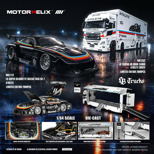 MotorHelix - LB Trucks UD Quon Cargo Truck (Athlete White) 1/64 Scale Diecast Model Car (M61252)