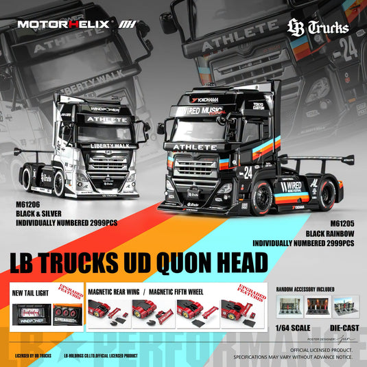 MotorHelix - LB Trucks UD Quon Head (Black Rainbow) 1/64 Scale Diecast Model Car (M61205)