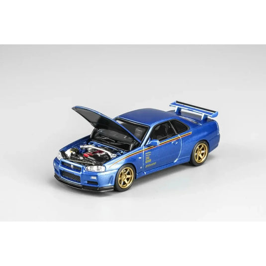 MotorHelix - Nissan Skyline GT-R (R34) (Customized Bayside Blue) (Hong Kong Toy Car Salon 2026) 1/64 Scale Diecast Model Car (M63453DZ-PT)