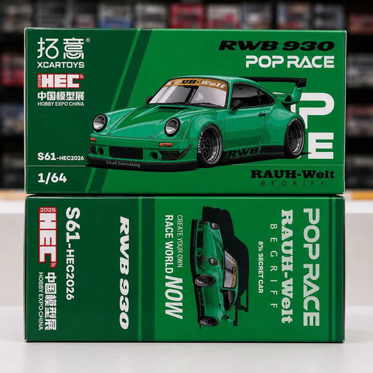 Pop Race - RWB 930 (Green) (HEC 2026) 1/64 Scale Diecast Model Car