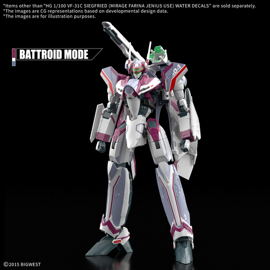 Bandai - HG 1/100 Macross Delta - VF-31C Siegfried Decals