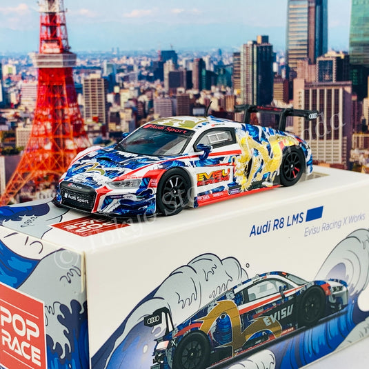 Pop Race - Audi R8 LM (EVISU X WORKS) (Macau GT Cup 2020 Marchy Lee Presentation Car) 1/64 Scale Diecast Model Car