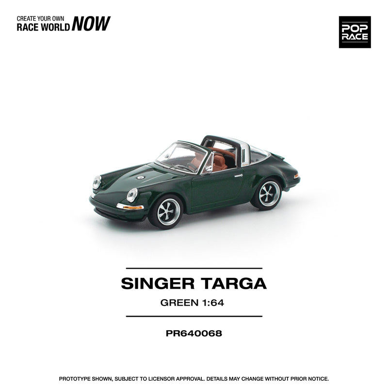 Load image into Gallery viewer, Pop Race - Singer Targa (Green) 1/64 Scale Diecast Model Car (PR640068)
