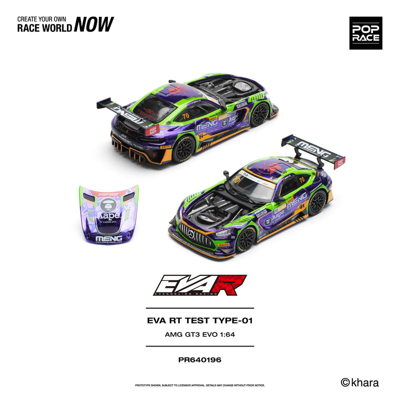 Load image into Gallery viewer, Pop Race - AMG GT3 EVO (EVA RT Test Type-01) (Macau GP 2023) 1/64 Scale Diecast Model Car (PR640196)
