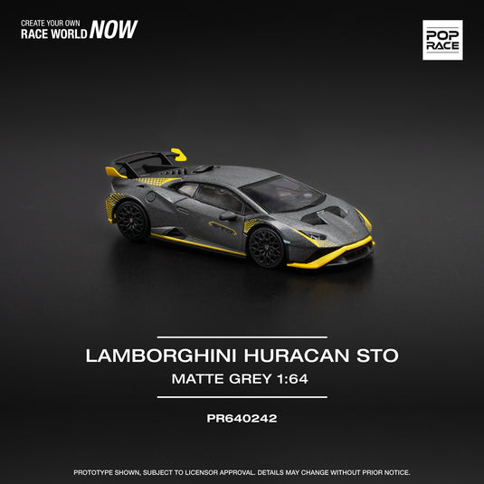Pop Race - Lamborghini Huracan STO (Matte Grey) 1/64 Scale Diecast Model Car (PR640242)