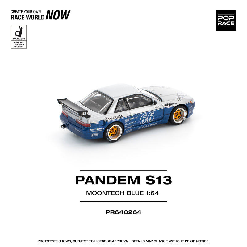 Load image into Gallery viewer, Pop Race - Pandem Silvia S13 (Moontech Blue) 1/64 Scale Diecast Model Car
