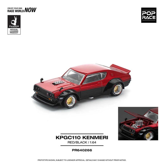 Pop Race - KPGC110 Kenmeri (Red/Black) 1/64 Scale Diecast Model Car (PR640266)