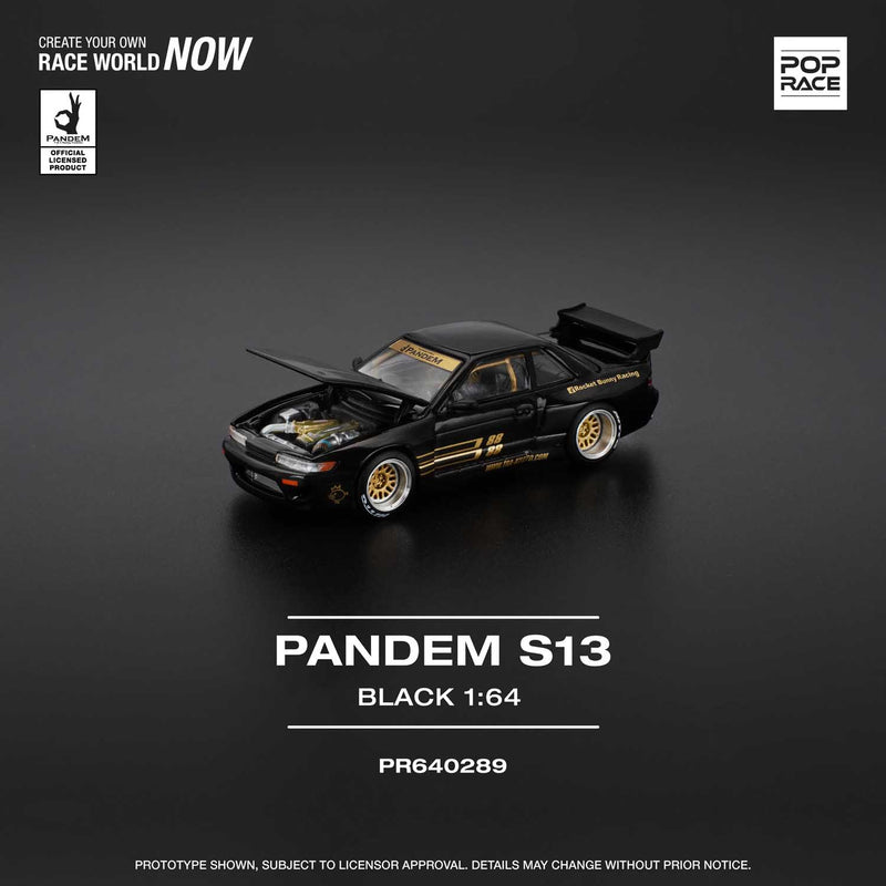 Load image into Gallery viewer, Pop Race - Pandem Silvia S13 (Black) 1/64 Scale Diecast Model Car (PR640289)
